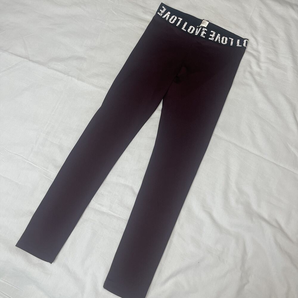 Bozzolo Active Mid Waist Full Length Workout Yoga Gym Leggings Burgundy SMALL